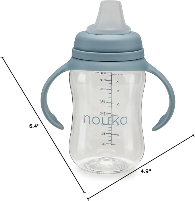 nouka Soft Spout Tritan Sippy Cup | Leak Proof and Easy Grip | Removable Handles | Wave