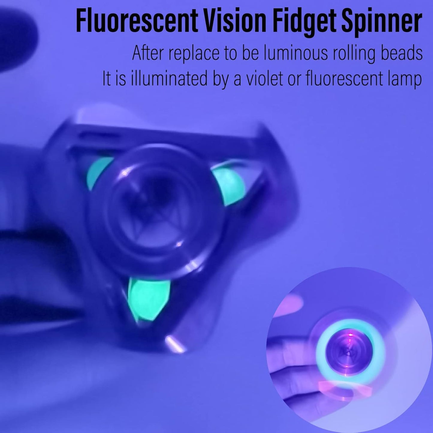 FREELOVE Upgraded Fox Metal Fidget Spinner for Adults, Steel/Glow Balls Clicking Noise, Mini Small Tiny Pocket Tri Finger Gyro, Long Spinning Premium Bearing Toy, Stainless Steel CNC, Silver