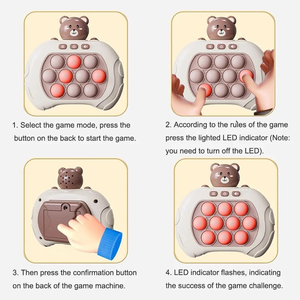 Upgrade Quick Push Toy with Lights, Fast Push Bubble Game Fidget Sensory Toys, Pocket Game for Kids Children's Decompression Breakthrough Puzzle Game Machine