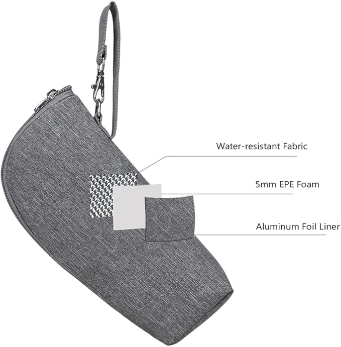 Kisangel Insulated Bottle Cooler Bag for Travel and Daycare Small Oxford Cloth Thermal Bottle Bag with Handle and Zipper Closure Portable Grey