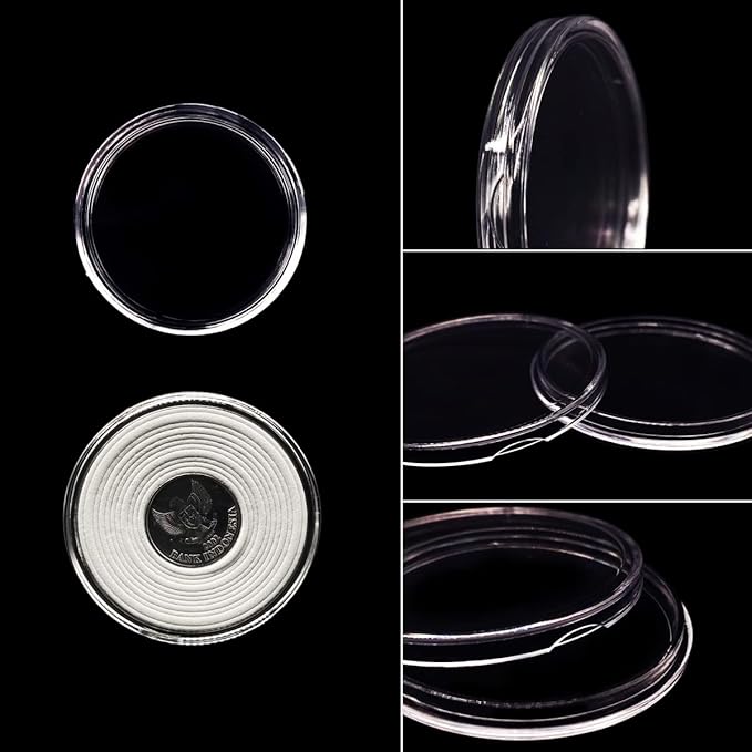 100 Pcs 46mm Silver Dollar Coin Holder Capsules and 15 Sizes(Match All 12-46mm) Protect Gasket for Collection Supplies,Plastic Coin Case with Storage Organizer Box for Collectors and 6 Pcs Coin Flip
