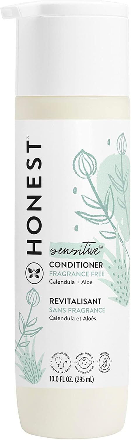 The Honest Company Silicone-Free Conditioner | Gentle for Baby | Naturally Derived, Tear-free, Hypoallergenic | Fragrance Free Sensitive, 10 fl oz