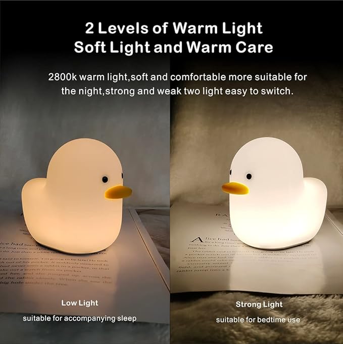 Kids Night Light - Cute Silicone Duck Nursery Lamp for Baby and Toddler, Animal Squishy Lamp for Bedroom, Boys and Girls Gift