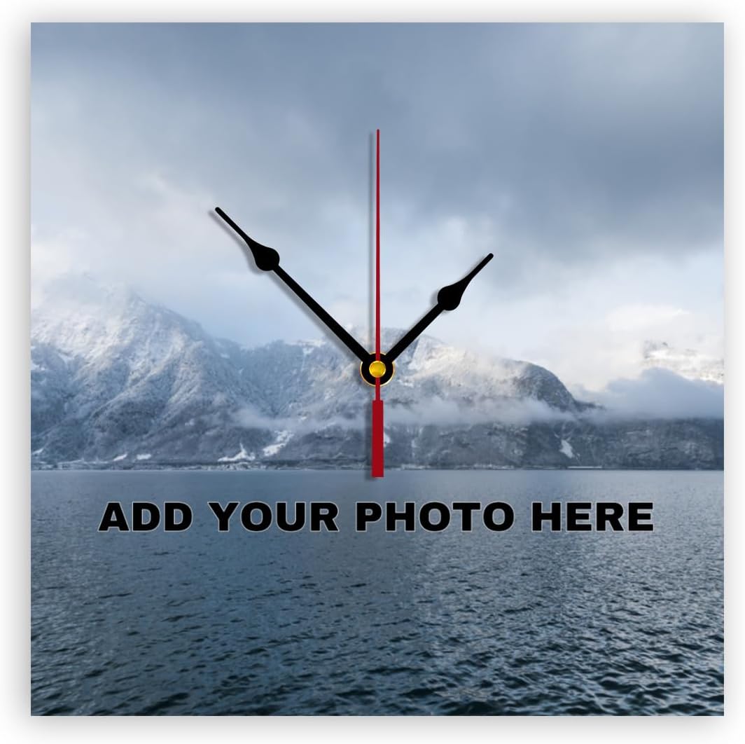 Generic Custom Wall Clock Personalized Wall Photo That PVC Customized Round Silent Clock for Living Room Family Friends Gifts, 12inch-30cm