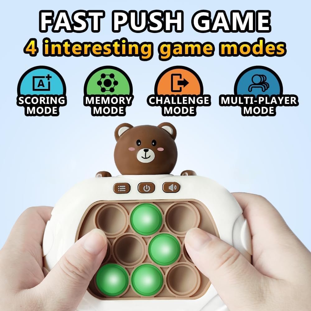 Fidget Game Toys, Quick Push Game, Bubble Stress Light Up Game, Autism Sensory Toys Mini Games Gifts for Boys, Girls, Teens (Brown)