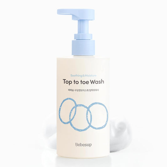 BEBESUP- 베베숲 Head to Toe Wash Baby Shampoo | Korean Skincare for Sensitive & Atopic Skin Organic Rice Cera Biome Hypoallergenic Coconut-Derived Cleanser Head to Toe Use 10.14 fl oz