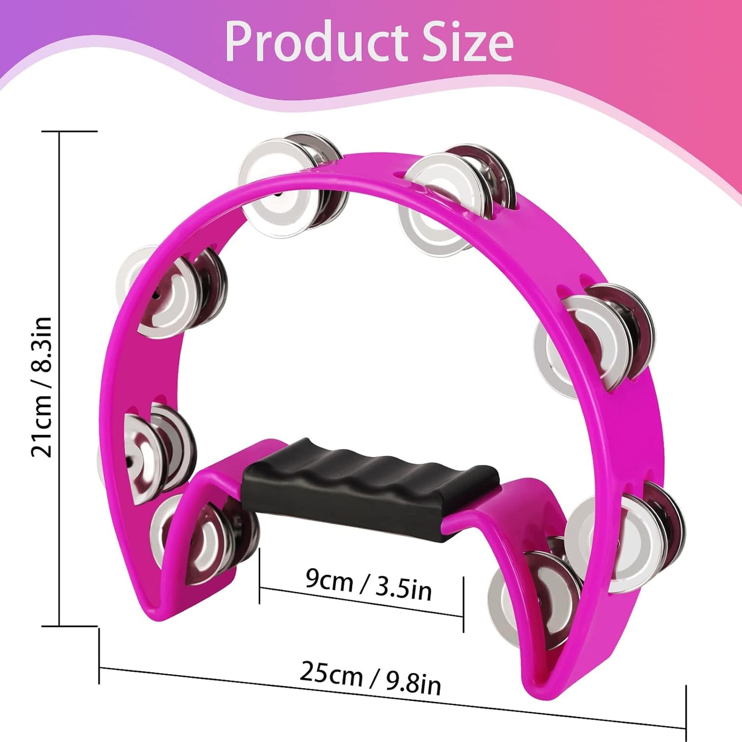 EastRock Tambourine,Metal Jingles Hand Held Percussion Half-Moon Tambourine and Egg Shakers for Adults, KTV, Party