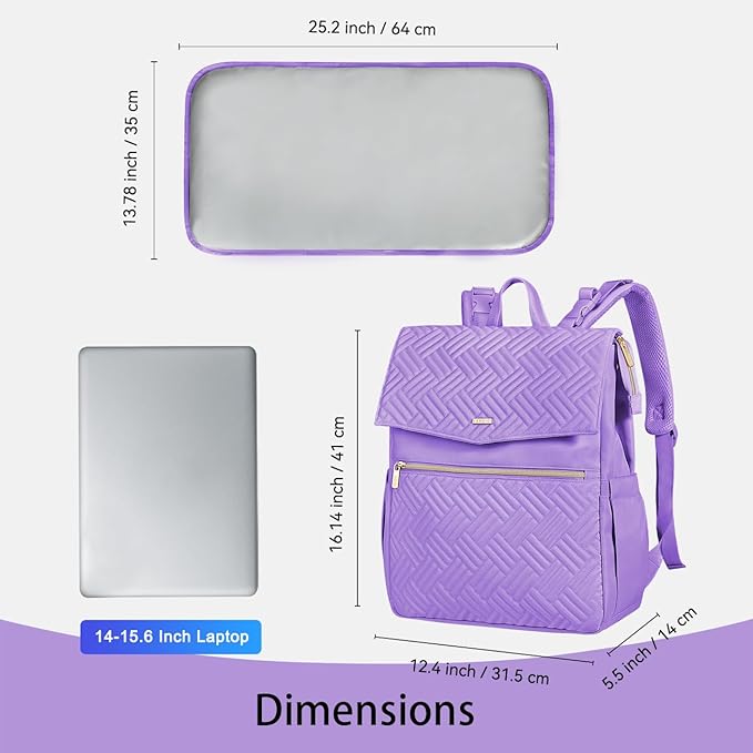 LANDICI Diaper Bag Backpack, Multifunction Waterproof Baby Diaper Bags with Changing Pad, Stroller Straps, Travel Essentials Stylish Back Pack for Mom Dad Boy Girls Toddler, Lavender