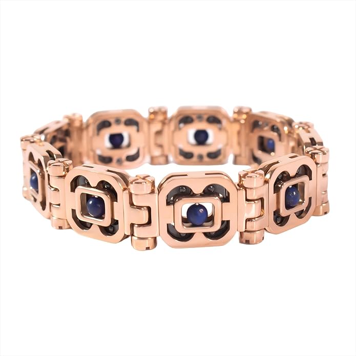 DIY Assembled Link Bracelet with Blue Gemstones - Elegant Statement Jewelry for Adult, Polished Link, Puzzle, Ceramic Style，Perfect for Gifting & Everyday Wear