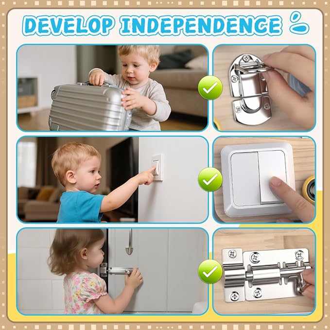 Busy Board for Toddler Kid Early Development, Fidget Sensory Learning Motor Skills Montessori Toy for Age 3 4 5, Busy Pad Fidget Spinner Travel Toy Birthday Gifts Educational Activities for Boy Girl