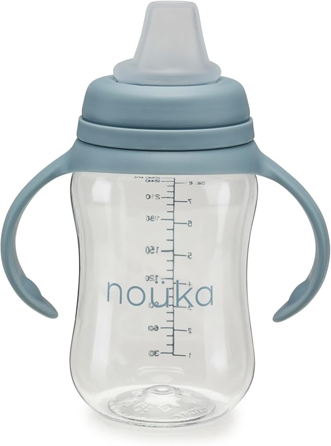 nouka Soft Spout Tritan Sippy Cup | Leak Proof and Easy Grip | Removable Handles | Wave