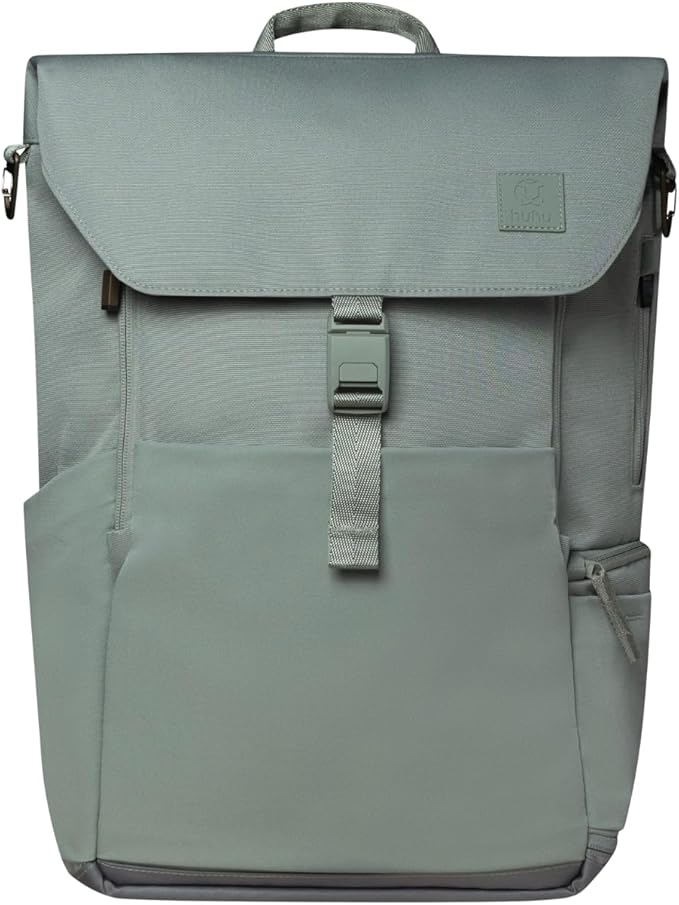 Huhu Diaper Bag Backpack – Baby Bag for Moms & Dads – Water-Resistant, Unisex Travel Kit for New Parents – Includes Changing Pad and 2 Organizer Pouches (Outdoorsy Sage)