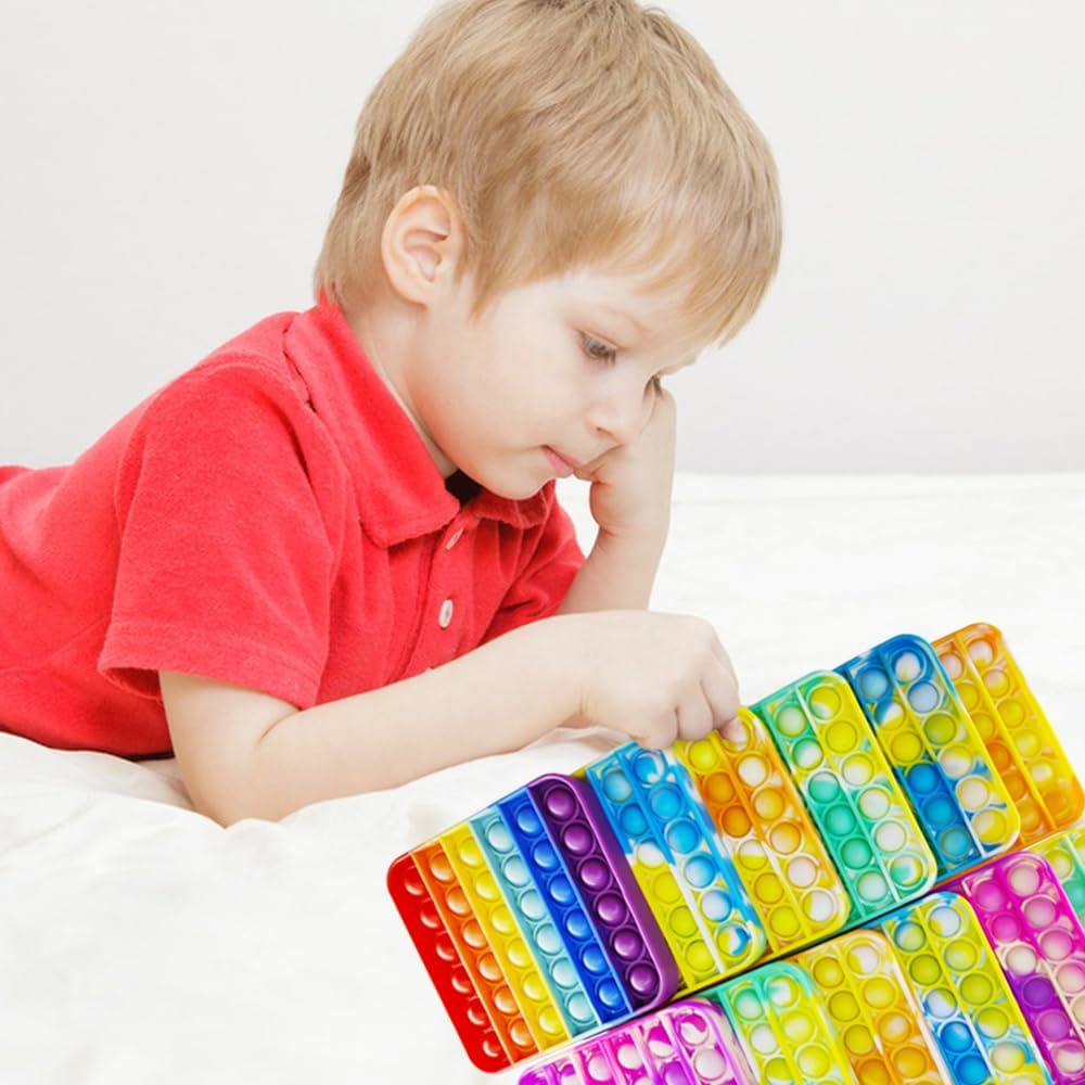 24 PCS Pop Fidget Sensory Toys for Party Favors,Push Pop Bubble Silicone Squeeze Sensory Toys for Kids Adult Autism Special Needs Stress Relief Gift for Birthday Christmas Valentine Classroom Prizes