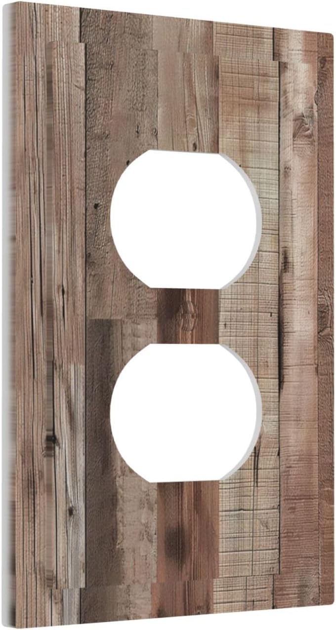 Decorative Outlet Covers Retro Wood Plank Vintaga Wooden Board 1 Gang Duplex Light Switch Cover Plate Wall Plates for Electrical Outlets Switchplate Faceplate for Bedroom Home Decor