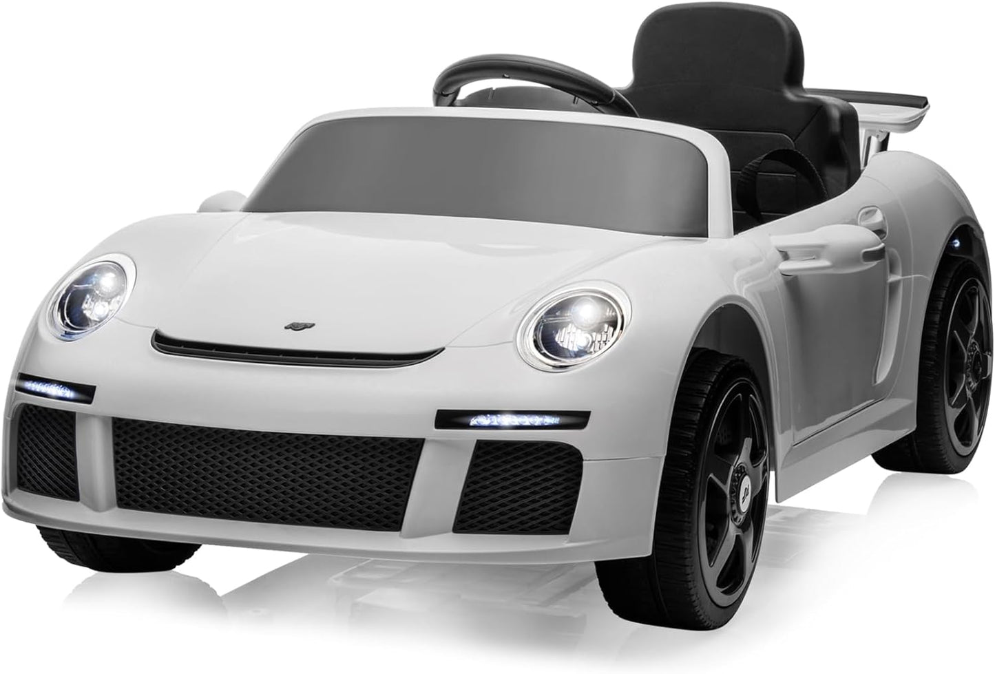 Licensed RUF CTR3 12V Kids Electric Car with Parent Remote Control, 2 Motors, 3 Speeds, LED Lights, MP3 Player | Battery Powered Ride-On Toy for Kids to Drive - White