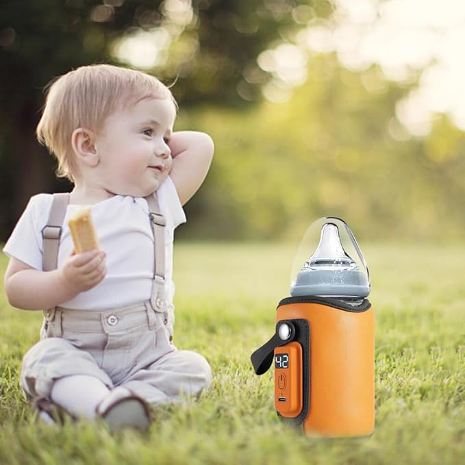 Baby Bottle Warmer, Portable Bottle Warmer, Baby Bottle Insulation Cover Bottle Warmer with LED Display, Heating Accurate Temperature Control for Travel Camping