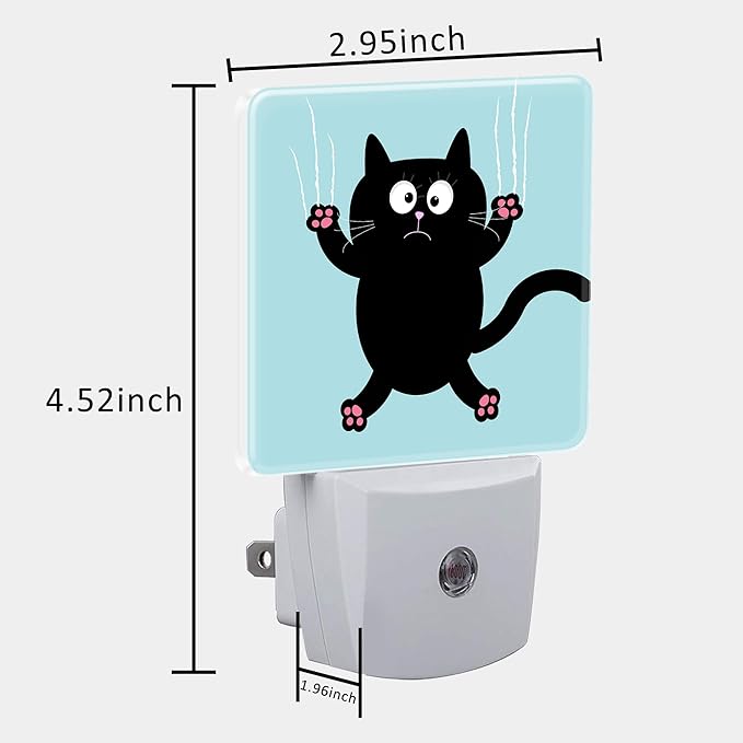 Cartoon Black Cat Claw Scratch Glass Night Light for Kids, LED Night Light Plug into Wall with Dusk to Dawn Sensor for Girls Boys Women Room Decor,Hallway,Kitchen,Bathroom,Nursery,Stairs