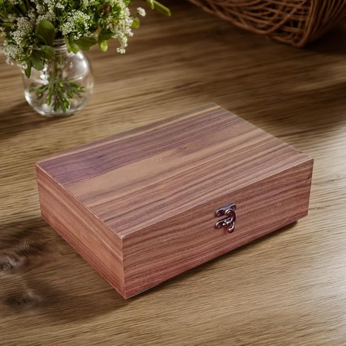 Handmade Walnut-Colored Keepsake Storage Box with Lid - Ideal Gift for Weddings, Anniversaries, Birthdays, or Travel Letters. Perfect for Home Decoration (Storage Box-25 * 18cm)