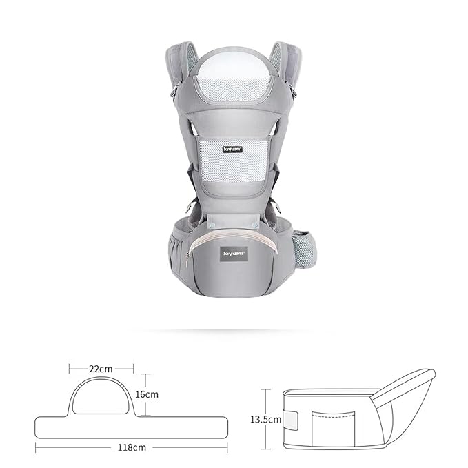 KIYUMI Baby Carrier with Hip Seat, 6- in-1 Baby Carrier Newborn to Toddler, Ergonomic M Position, Head Support and Breathable Mesh,Adjustable Removable Baby Sling Carrier (7-45 lbs), STARSKYBLUE