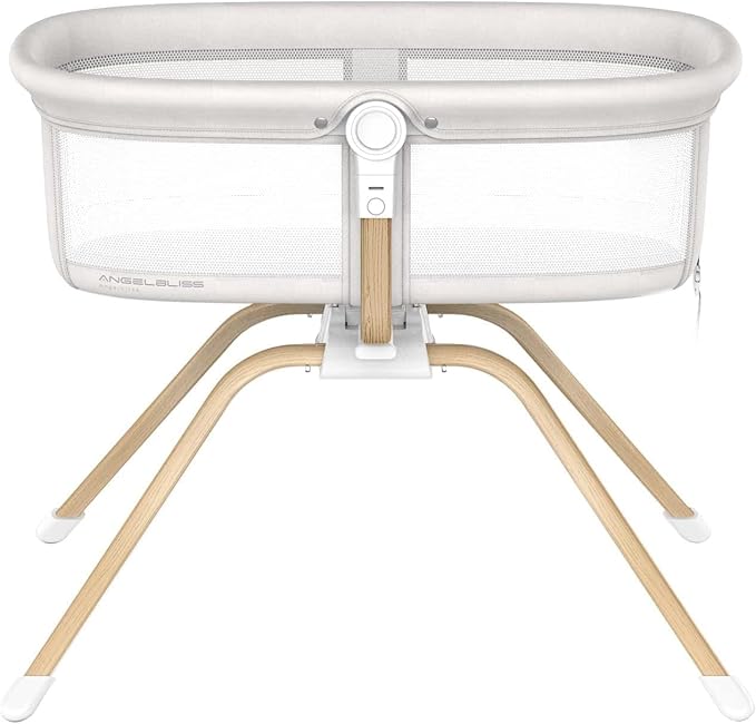 ANGELBLISS 3 in 1 Baby Bassinet, Rocking Bassinets Bedside Sleeper, One-Second Convert Travel Portable Bassinet Newborn Baby (White)