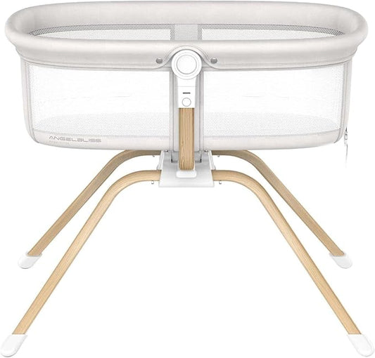 ANGELBLISS 3 in 1 Baby Bassinet, Rocking Bassinets Bedside Sleeper, One-Second Convert Travel Portable Bassinet Newborn Baby (White)