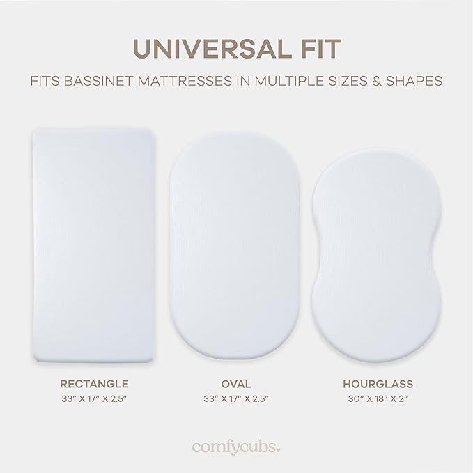 Comfy Cubs Muslin Bassinet Sheet - 100% Soft Cotton Fabric, Breathable & Gentle for Baby’s Sensitive Skin - Universal Fit with Secure Elastic Edging, Gift-Ready Packaging - White