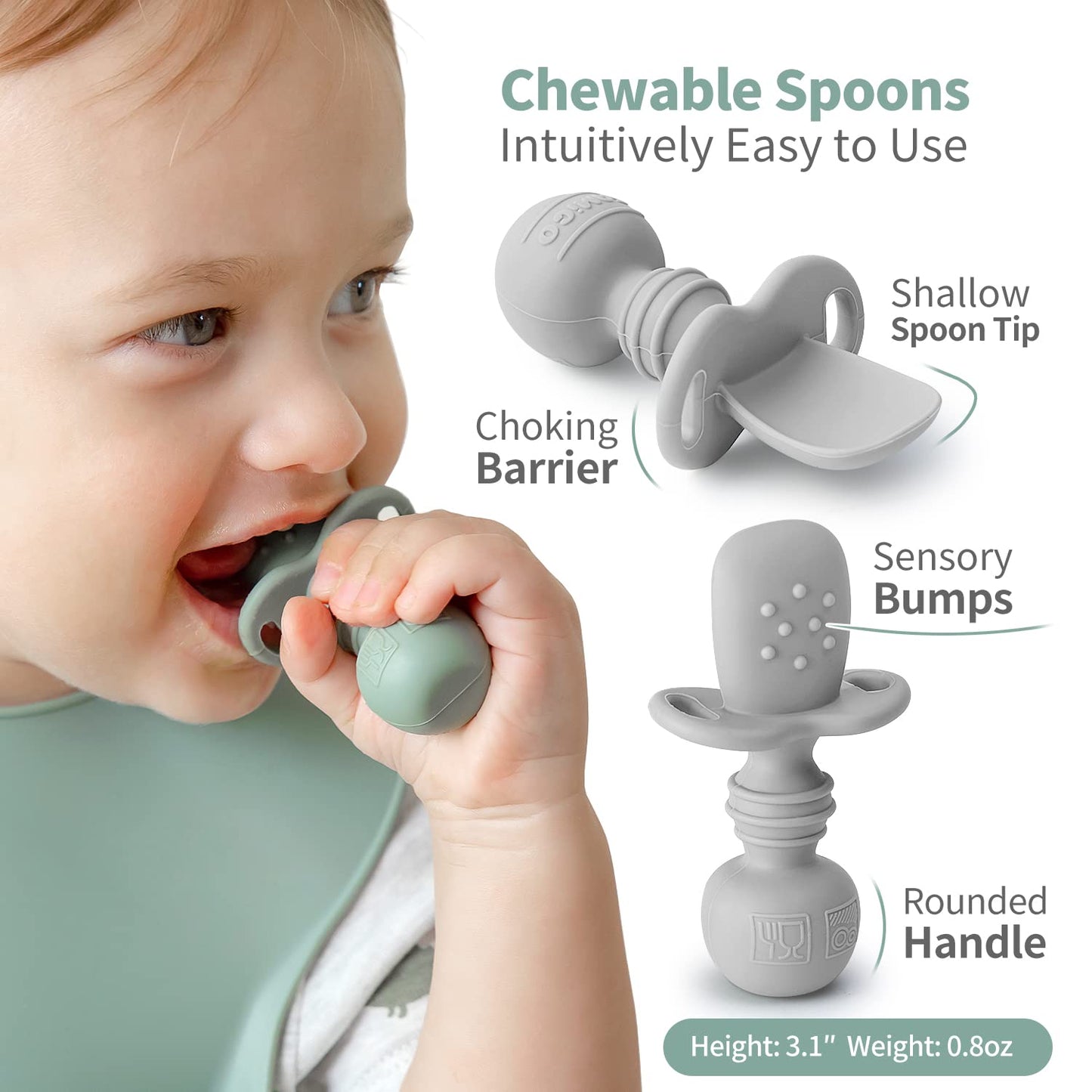 SAMiGO Silicone Baby Feeding Set, Baby Led Weaning Supplies, Suction Bowl Plate Bib Cup Self Feeding Spoons, Solid Food Eating Essentials, First Stage Utensils, 6+ Months