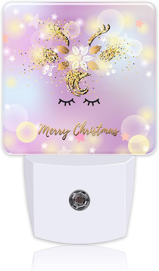 Cute Merry Christmas Deer Night Light for Kids, LED Night Light Plug into Wall with Dusk to Dawn Sensor for Girls Boys Women Men Room Decor, Hallway, Kitchen, Bathroom, Nursery, Stairs