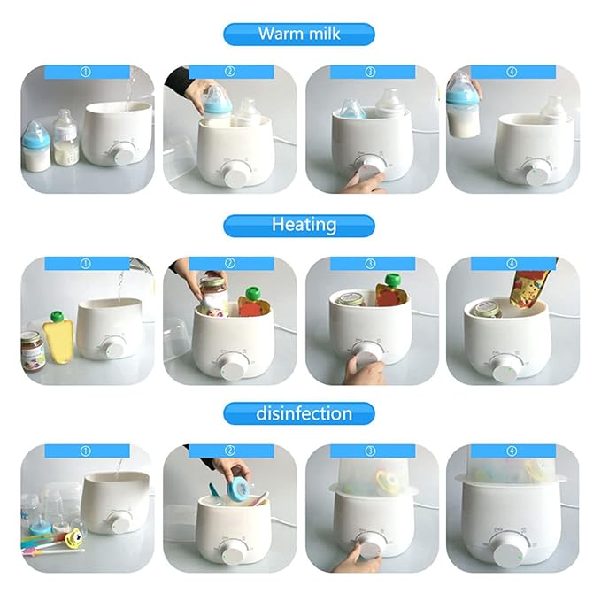 Bottle Warmer Fast 5 Minutes Heating Feed Warmer, Milk Warmer Baby Food Warmers Automatic Thermostat, Baby Food Heater On The Go for Reheating, Defrosting, Steam(110V)