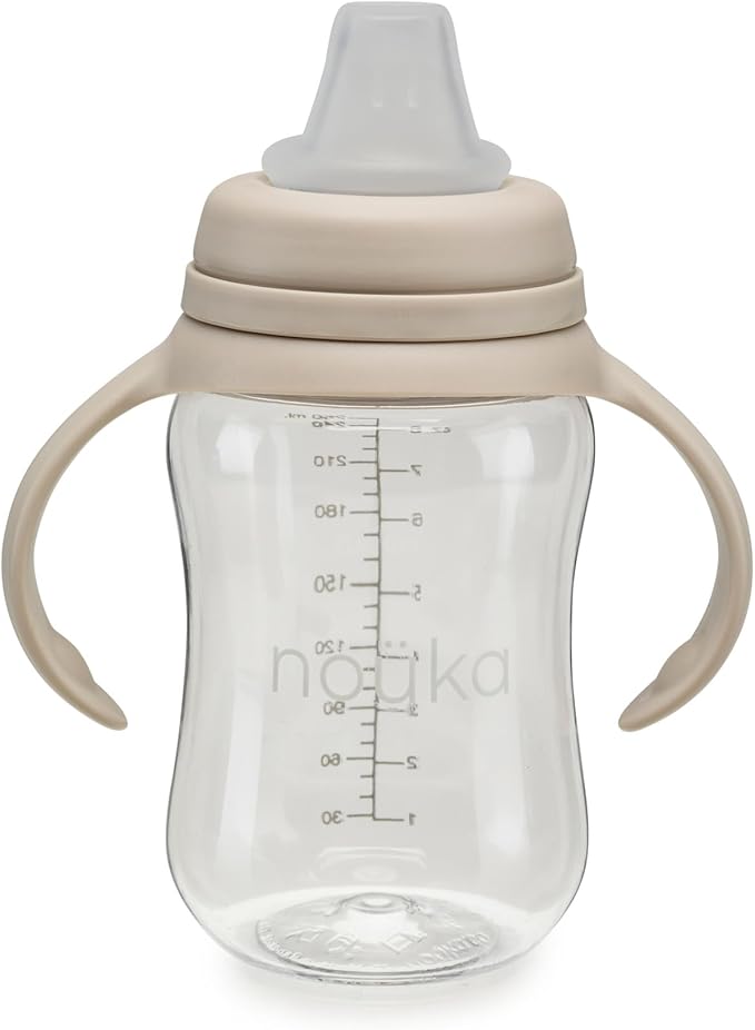 nouka Soft Spout Tritan Sippy Cup | Leak Proof and Easy Grip | Removable Handles | Soft Sand