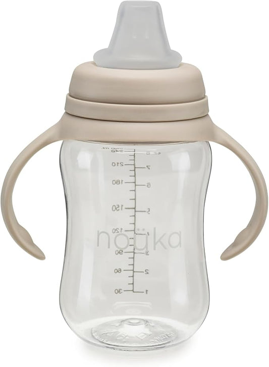 nouka Soft Spout Tritan Sippy Cup | Leak Proof and Easy Grip | Removable Handles | Soft Sand