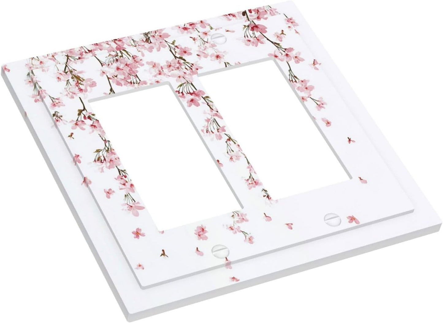 Decorative Outlet Covers Sakura Plant Floral Pink Flowers 2 Gang Double Gfci Rocker Electrical Wall Panels Light Switch Cover Plate For Bed Room Living Room Decor