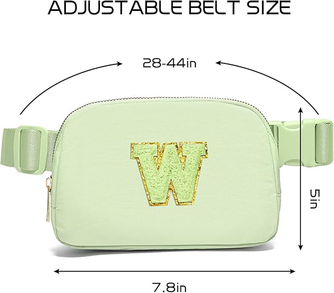 Gitus Gifts for 8 9 10 11 12 Year Old Girls Belt Bag Fanny Pack Crossbody Bags with Initial Letter Patch Cute Stuff Birthday Gifts for Teen Girls Women Personalized Trend Stuff (Light Green-W)
