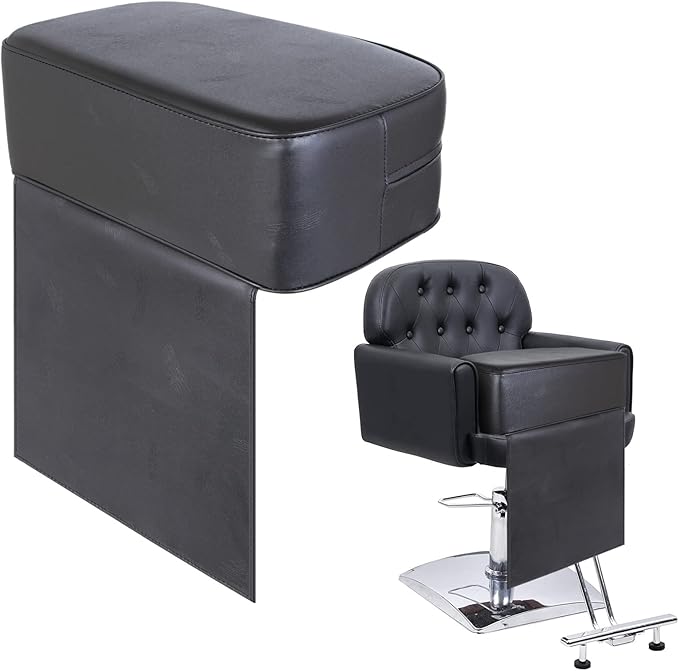 Salon Booster Seat Cushion for Hair Cutting Salon Leather Pads Large Size, Boat Booster Seat Cushion, Styling Chair Seat Booster, Barber Beauty Salon Spa Equipment Black