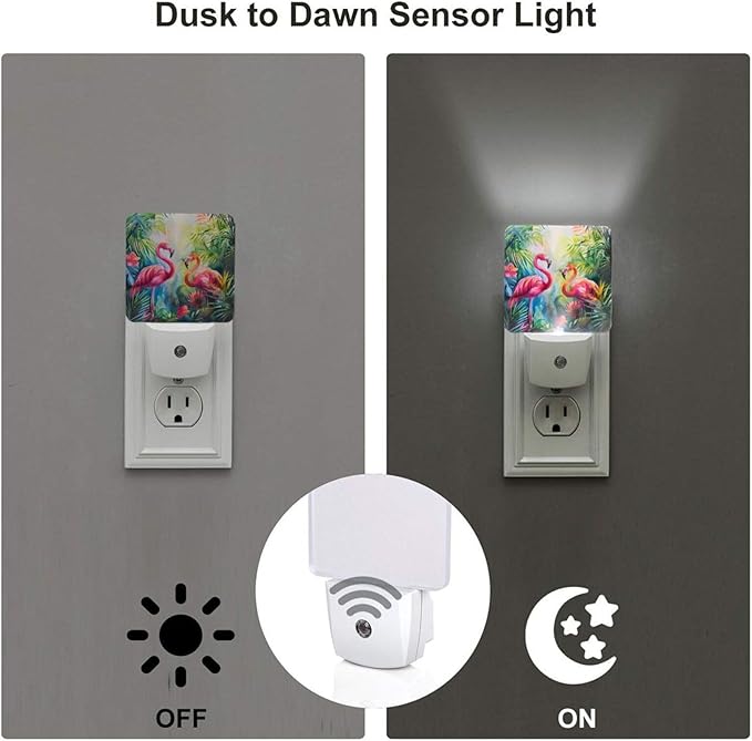 Led Night Light, Flamingo Decorative Plug in Nightlights,with Smart Auto Dusk to Dawn Night Light for Bedroom, Kitchen, Nursery, Bathroom