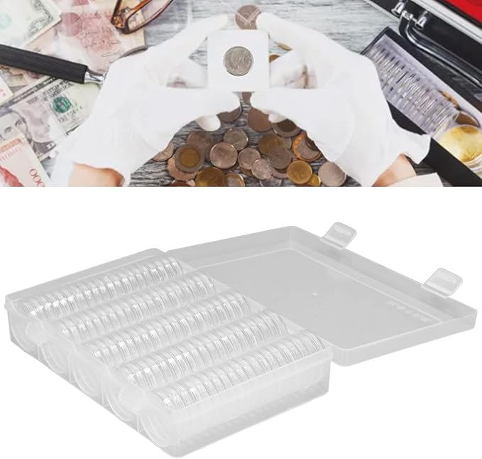 100pcs Coin Capsules 30mm, Coin Case Storage Box Coin Holder for Coin Collection Supplies