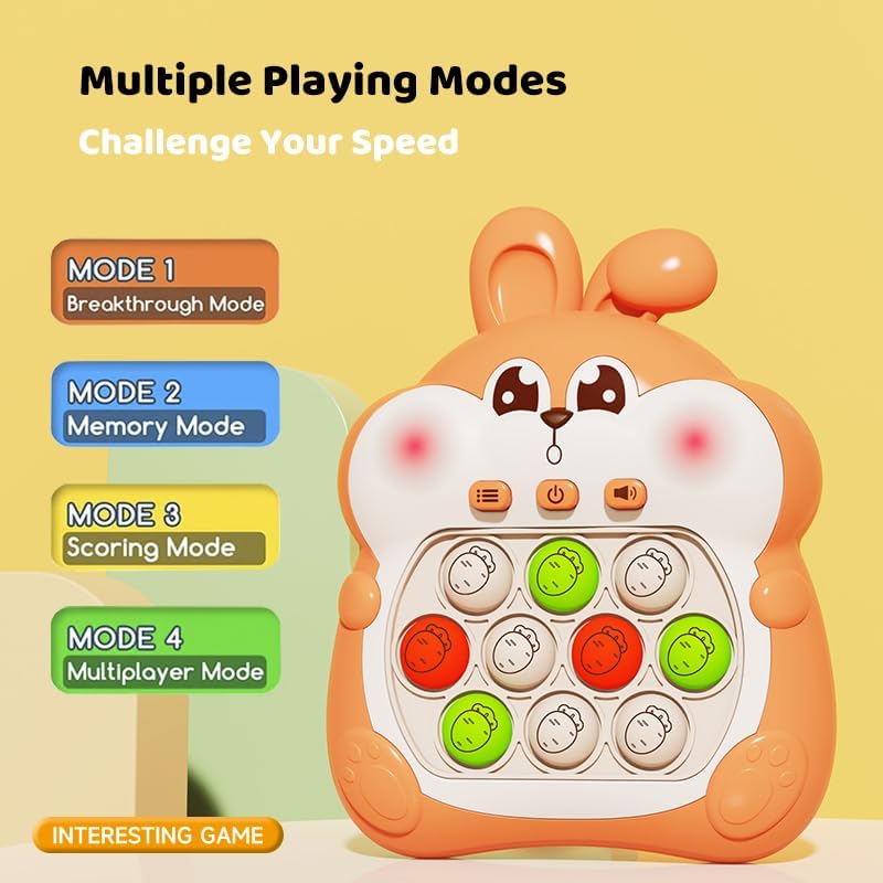 Fast Quick Push Bubble Pop Fidget Toy, Electronic Light Up Game Console, Cool Birthday Present for 6 7 8 9 10-12 Year Boys and Girls Pop Up Stress Relief Toy, Concentration Speed Puzzle Game for Kids