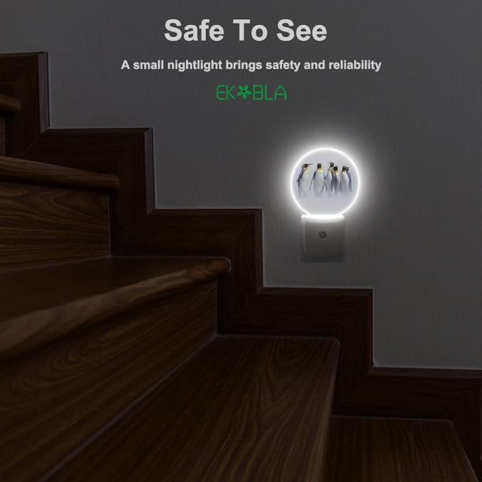 EKOBLA Cute Penguin Night Lights Plug into Wall South Pole Animal Ice Plug-in Nightlights Home Auto Sensor LED Dusk to Dawn Light for Bedroom Bathroom Kitchen Corridor