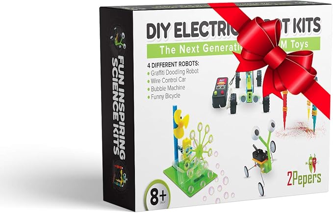 Electric Motor Robotic Science Kits for Kids (4-in-1), DIY STEM Toys Kids Science Experiment Kits,Building Educational Robotics Kit for Boys and Girls,Circuit Engineering Science Project Kits