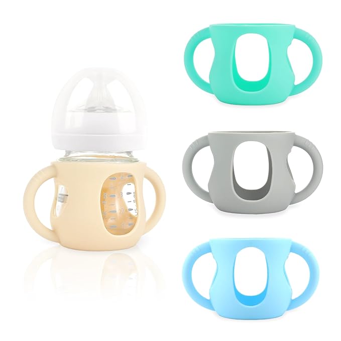 4-Pack Silicone Sleeves for Philips Avent Glass Bottles, BPA-Free Drop-Resistant Baby Bottle Sleeves with Handles, Compatible with Philips Avent Natural Glass Baby Bottles (4 oz)