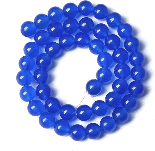 10MM 38PCS Deep Blue Chalcedony Natural Stone Loose Beads for Jewelry Making DIY Bracelet