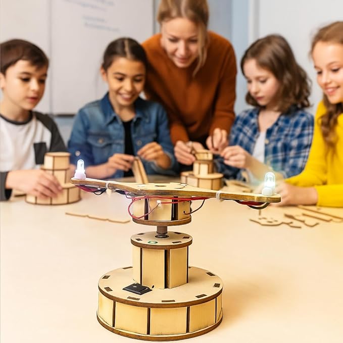 STEM Kits for Kids Age 8-10, STEM Toys for Boys 8-12, Wooden LED Spinner Model Building Kits, Wood 3D Puzzles 8-13, Science Crafts Projects, Gifts for 8 9 10 11 12 13 14 Year Old Teen Boys Girls