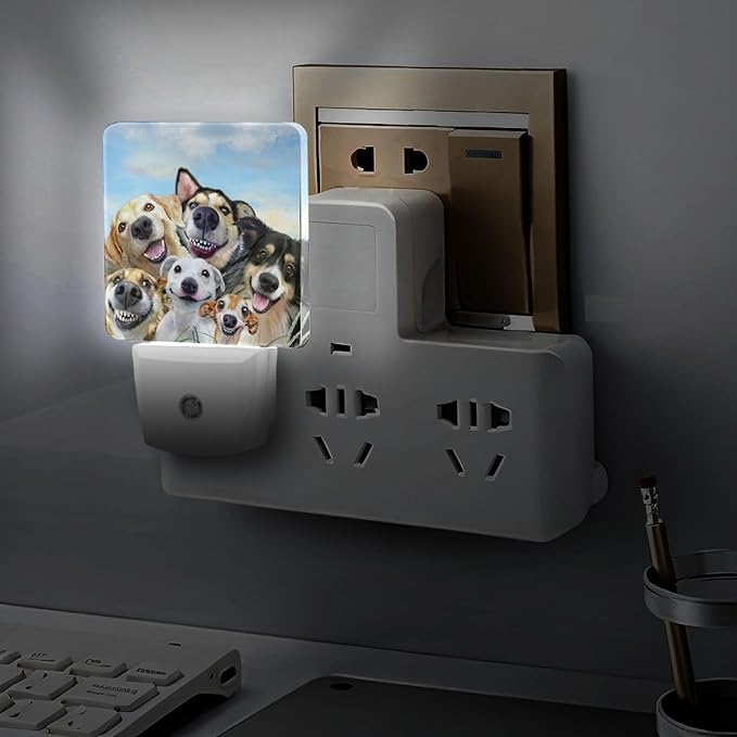 Cute Dog Night Light, Plug into Wall Decor Nightlights for Bedroom, Bathroom, Hallway, Kitchen, with Dusk to Dawn Light Auto Sensors LED Night Lights for Boys Girls Women Men Room Gifts