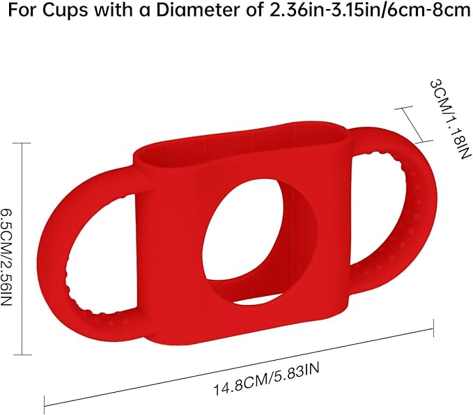 NiHome Tumbler Grip Compatible with 14oz Stanley Quencher, Fit for 12 15oz Zak Owala kids Cups Accessories Handle, Silicone Dual-Handle Tumbler Handles for Home Travel Outdoors Daily Use (2PCS,Red)