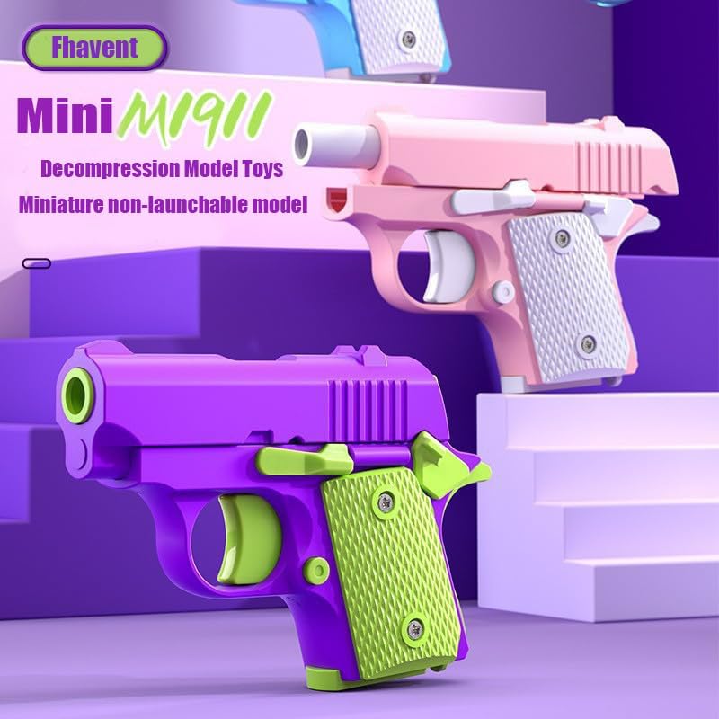 Easter Basket Stuffers,1911 3D Printed Small Pistol Toys, Stress Relief Pistol Toys for Adults, Suitable for Relieving ADHD, Anxiety,Easter Fillers Easter Gifts for Boys(Red&Yellow)