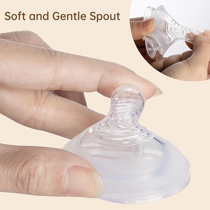 4Pack Replacement Silicone Nipple Compatible with Pigeon PP Nursing Bottle, Soft Spout Replacement for Pigeon, Easy Transition from Bottle to Cup, No Spill (L, Fast Flow)