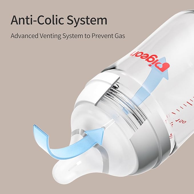 Pigeon Silicone Nipple (Stage 3) with Latch-On Line, Nurture & Nest, Natural Feel, 3+ Months, 3 Counts