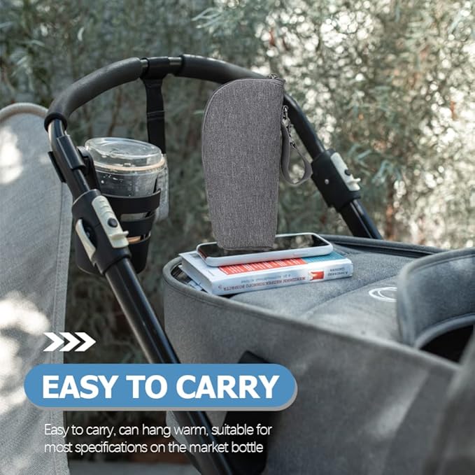 Kisangel Insulated Bottle Cooler Bag for Travel and Daycare Small Oxford Cloth Thermal Bottle Bag with Handle and Zipper Closure Portable Grey