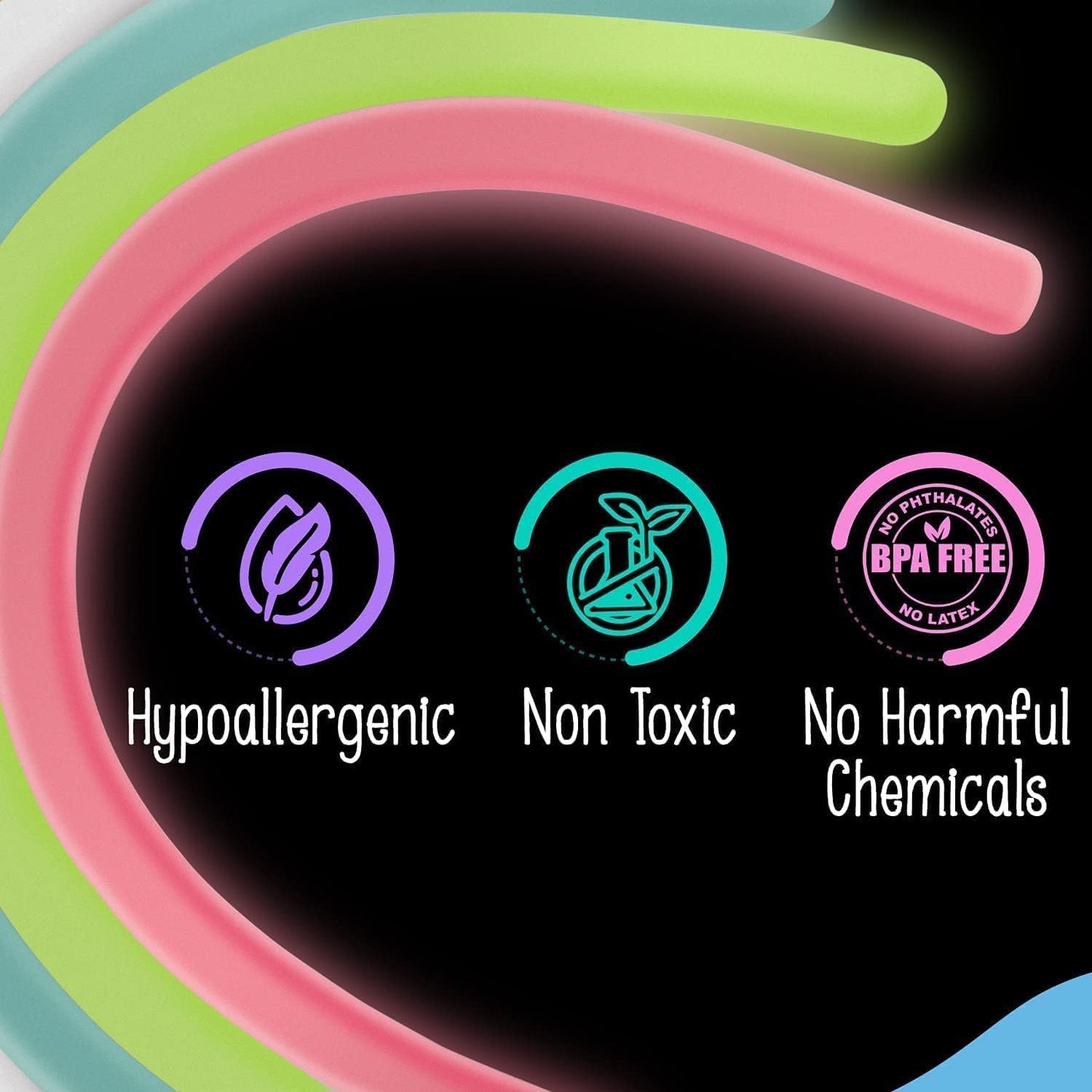 IMPRESA 5-Pack Glow in The Dark Original Monkey Noodle Stretchy String Fidget / Sensory Toys (BPA/Phthalate/Latex-Free) - Stretches from 10 Inches to 8 Feet!