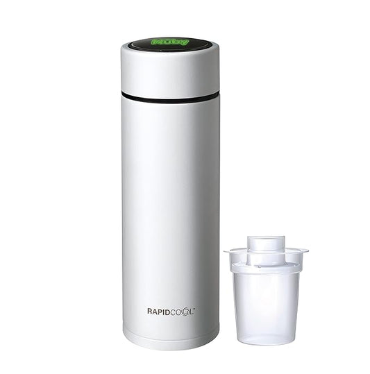 Nuby RapidCool Portable Baby Bottle Maker - with Milk Powder Dispenser and Digital Lid - Ideal for Travel Bottles and Night Feeds - Stainless Steel